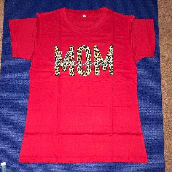 Tops - Mom blessed red t-shirt